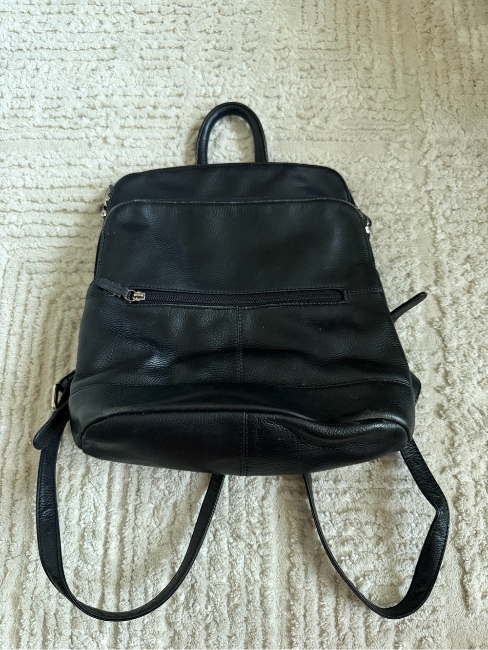ili New York Black Leather Backpack Convertible Shoulder Bag Red Lining